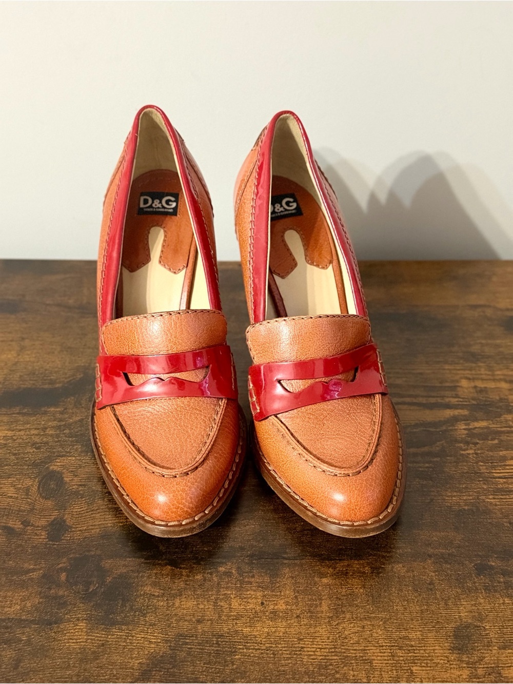 Dolce & Gabbana D&G Women’s Leather Heels Size 40 Brown Red Made in Italy - Picture 3 of 16